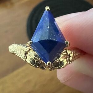 Lapis with Double Gold Snake Ring Size 9